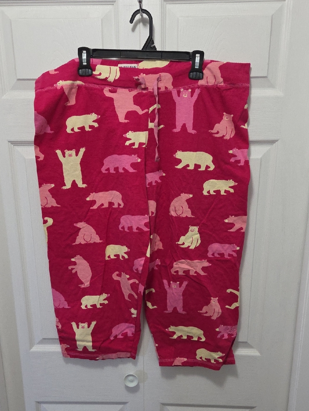 Women's XL Bright Pink Bear-Print Capri Lounge Pants